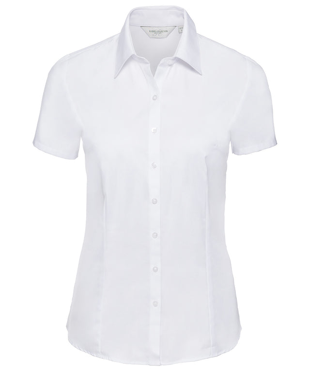 Women's short sleeve herringbone shirt