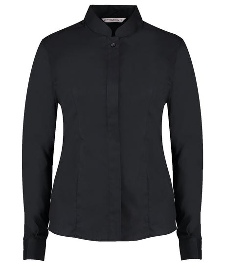 Women's mandarin collar shirt long-sleeved (tailored fit)