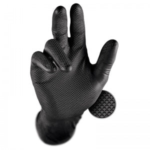 GRIPPAZ BLACK SEMI-DISPOSABLE NITRILE GRIP GLOVES (PACK OF 50)