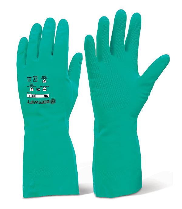 NITRILE GAUNTLET FLOCKED LINED