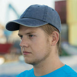 Washed Fine Line Cotton Cap With Sandwich Peak