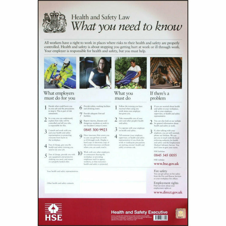 Health & Safety Law Poster Pvc 420Mm X 594Mm