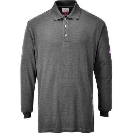 Portwest Flame Resistant Anti-Static Long Sleeve Polo Shirt